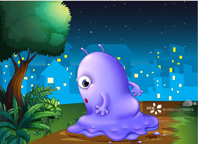 在午夜漫步的紫色怪物图片素材