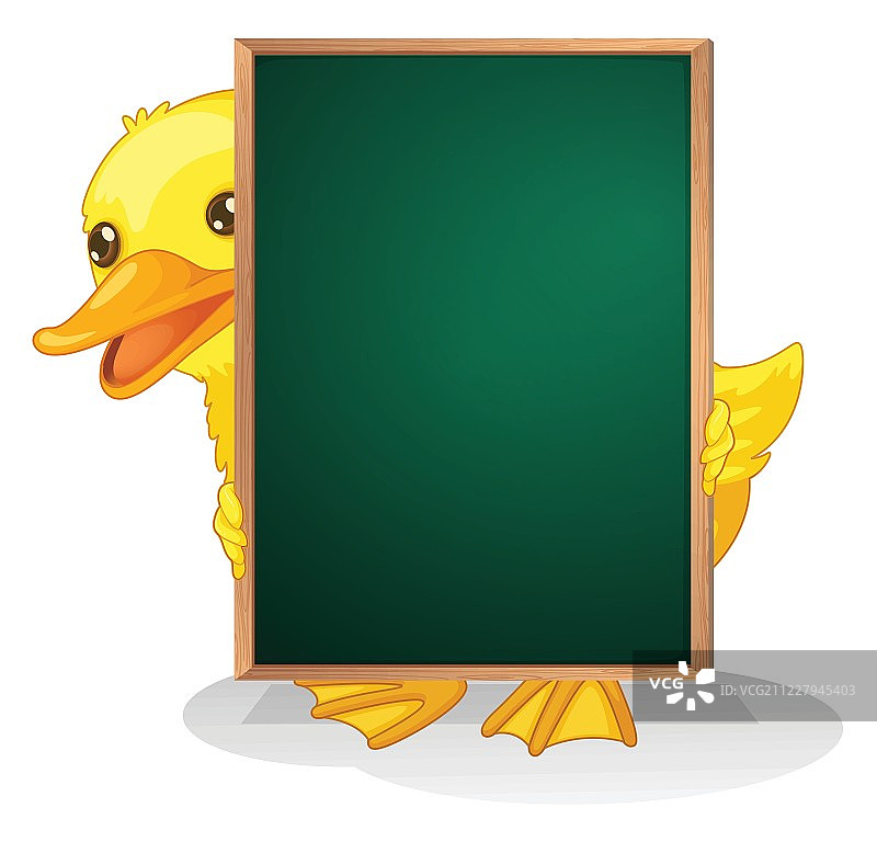 一只拿着黑板的小鸭子图片素材