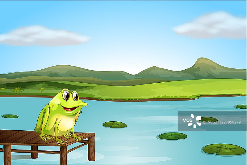 木桥上的青蛙图片素材