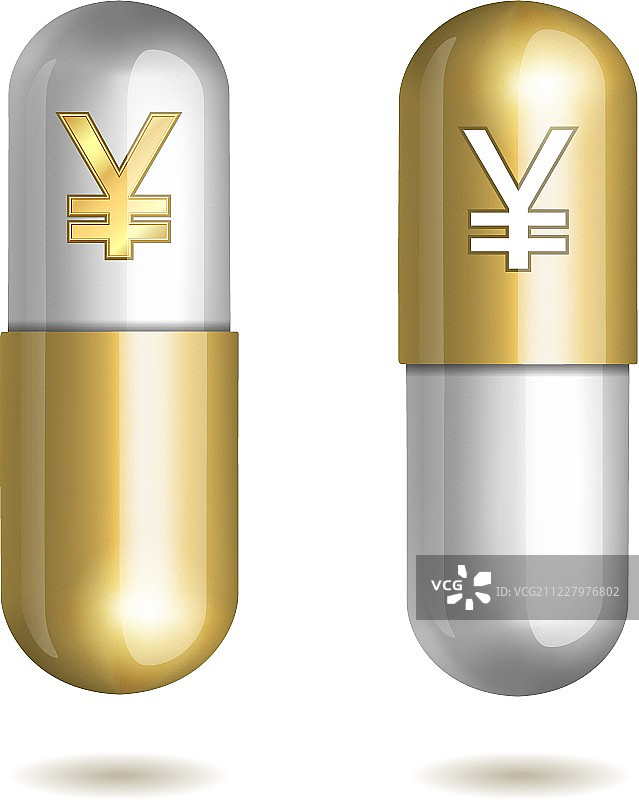 带有日元符号的胶囊药丸图片素材