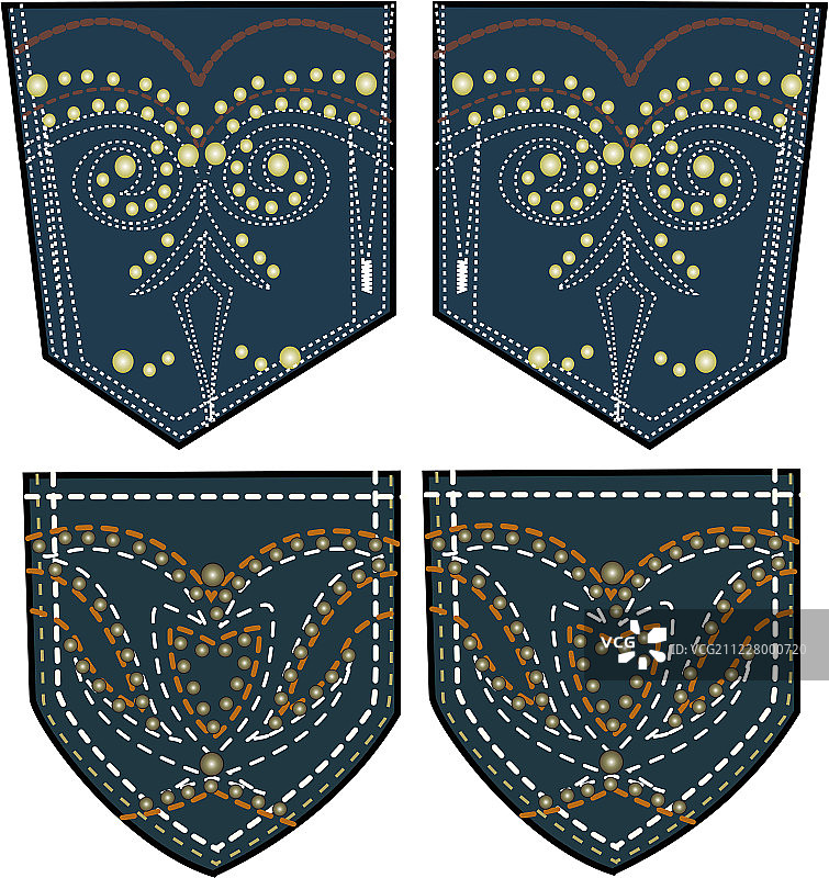 带石块和缝线的后口袋设计图片素材