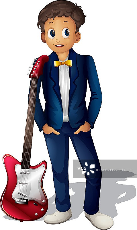 拿着红色吉他的音乐家图片素材