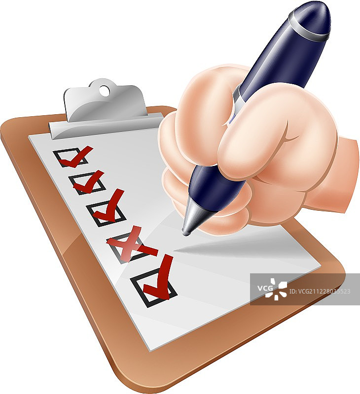 卡通手填写调查问卷图片素材