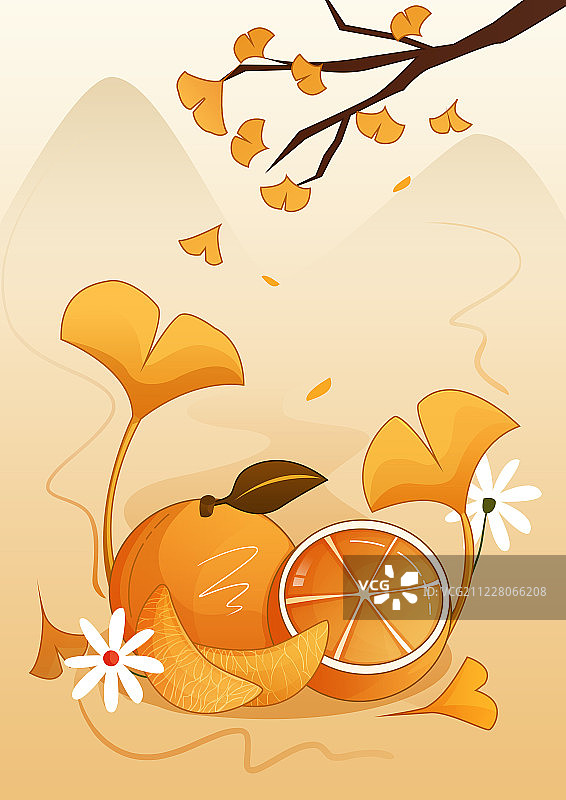 简约二十四节气之秋分图片素材