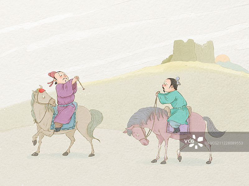国学边塞诗歌古人离别儿童插画图片素材