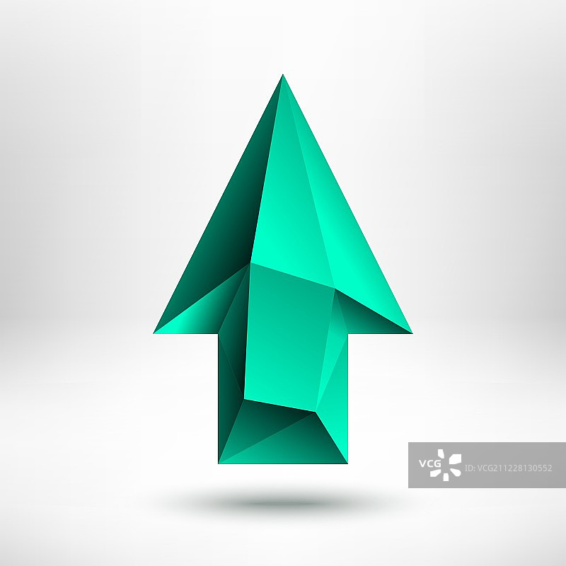 3D绿色向上箭头指示牌与光照背景图片素材