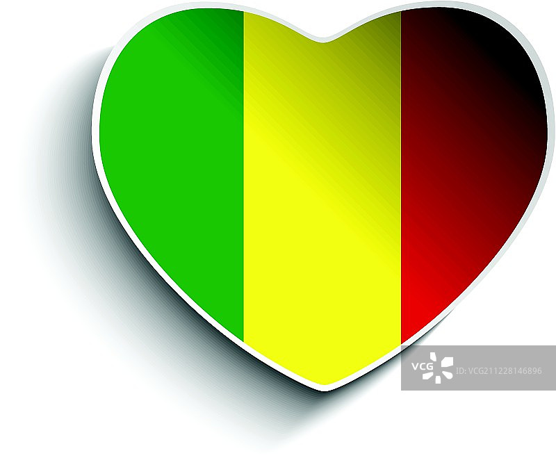 马里国旗爱心纸质贴纸图片素材