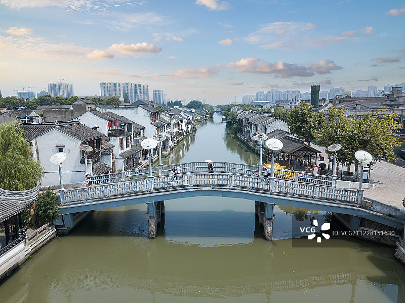 无人机航拍京杭大运河无锡段南长街风光图片素材