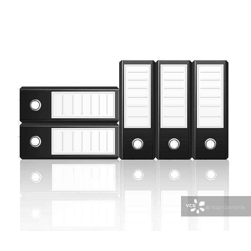 垂直和水平的黑色活页夹，已隔离图片素材