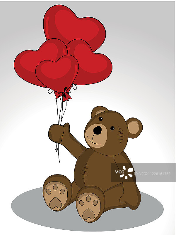 泰迪熊拿着心形气球图片素材