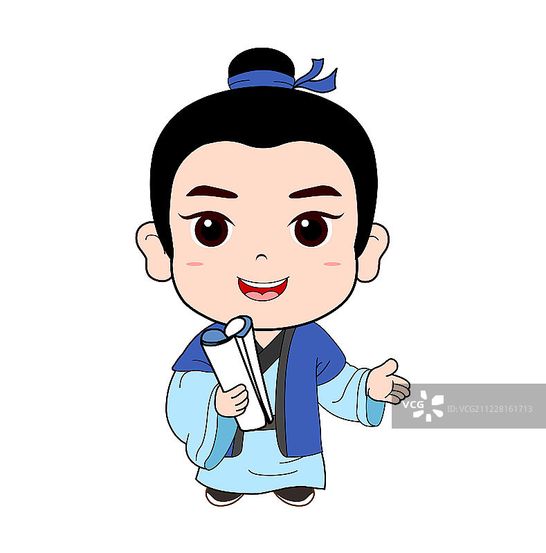 卡通书生秀才矢量插图图片素材