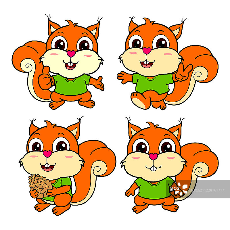 卡通大眼萌小松鼠矢量造型图图片素材