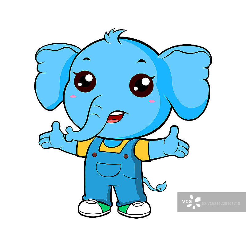 卡通调皮小象矢量插图图片素材