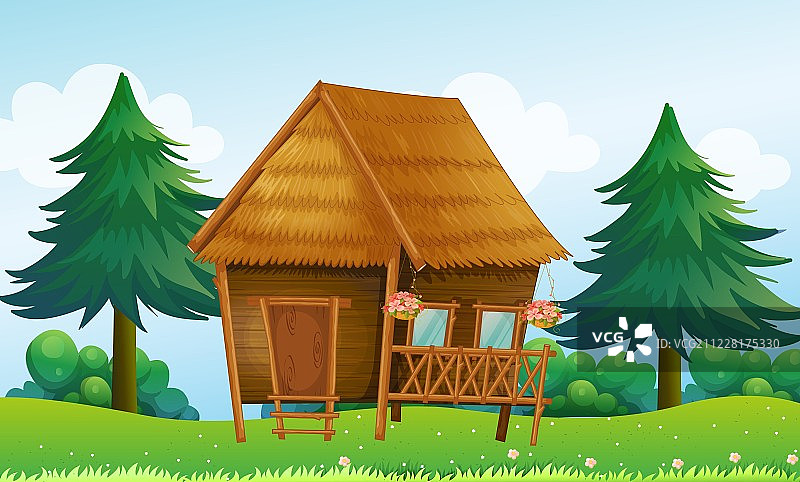 山上的当地房屋图片素材