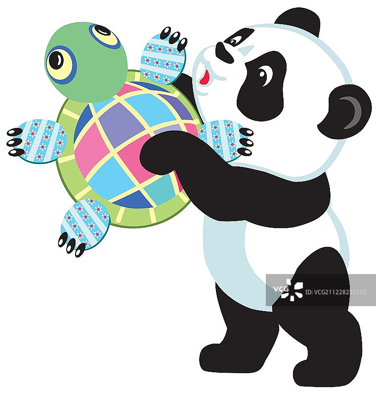 熊猫抱着乌龟玩具图片素材