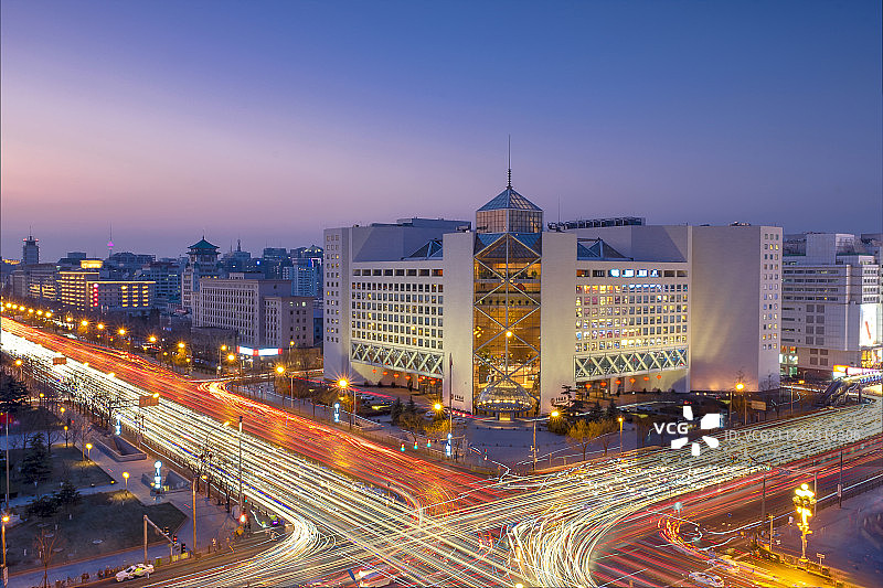北京长安街灿烂夜景图片素材