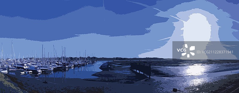 停泊在莱明顿码头的帆船和动力艇图片素材