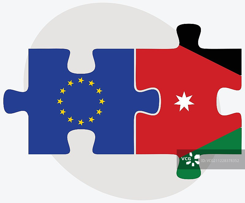 欧盟与约旦拼图旗帜图片素材