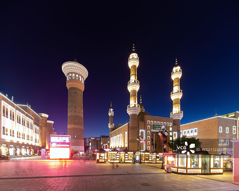 乌鲁木齐大巴扎夜景图片素材
