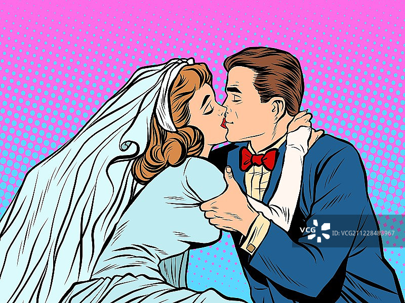 新娘和新郎接吻图片素材