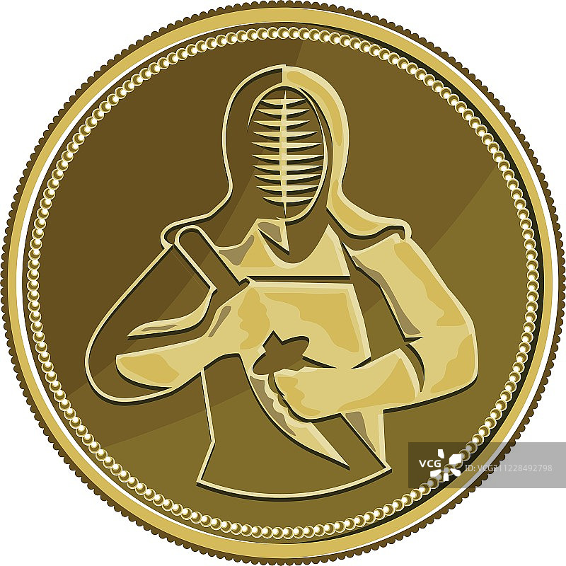 剑道剑士金牌复古风图片素材