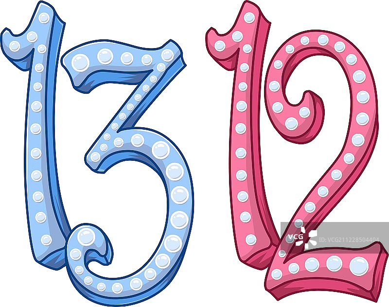 粉蓝闪亮数字12 13图片素材