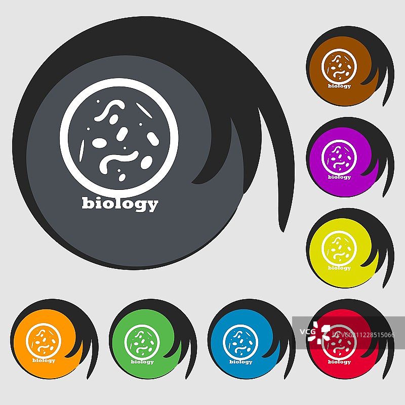 显微镜下的细菌和病毒细胞图标，生物学概念矢量图图片素材