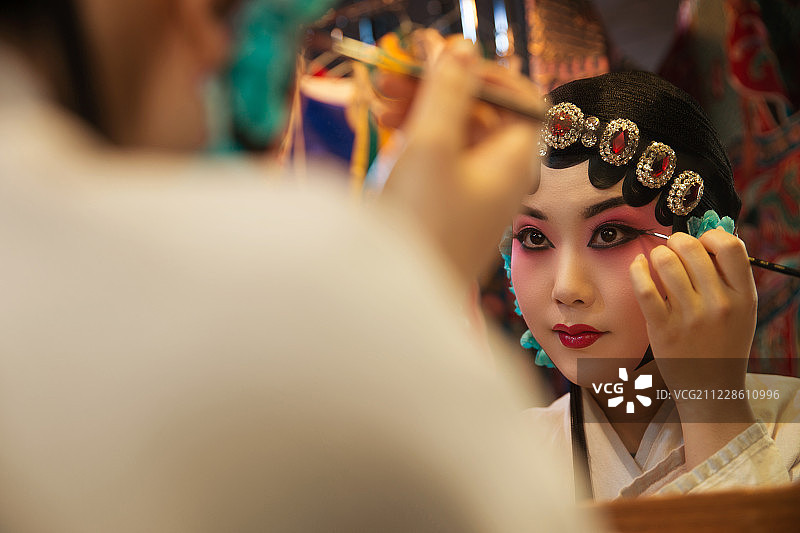 女京剧演员后台化妆图片素材