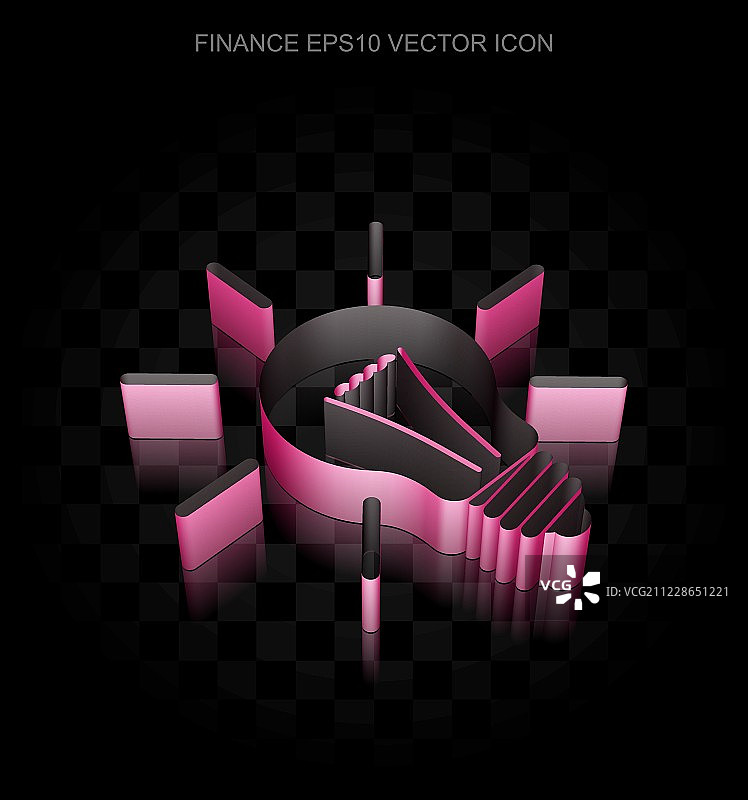 商业图标：纸质深红色3D灯泡，透明阴影，EPS 10矢量图图片素材