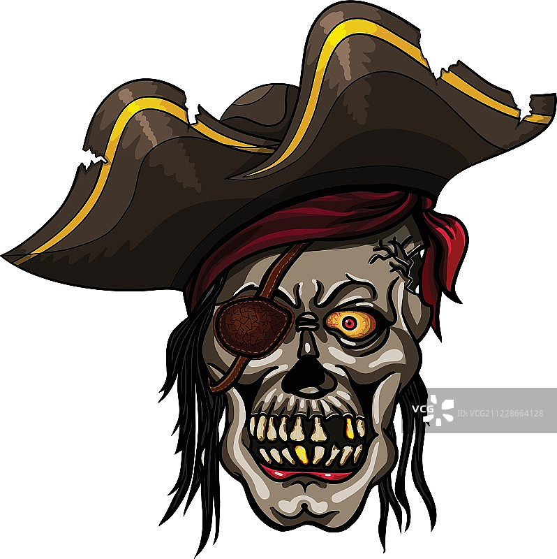 红色头巾中的海盗骷髅危险图片素材