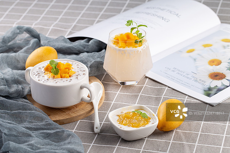 港式甜品美食芒果西米露图片素材