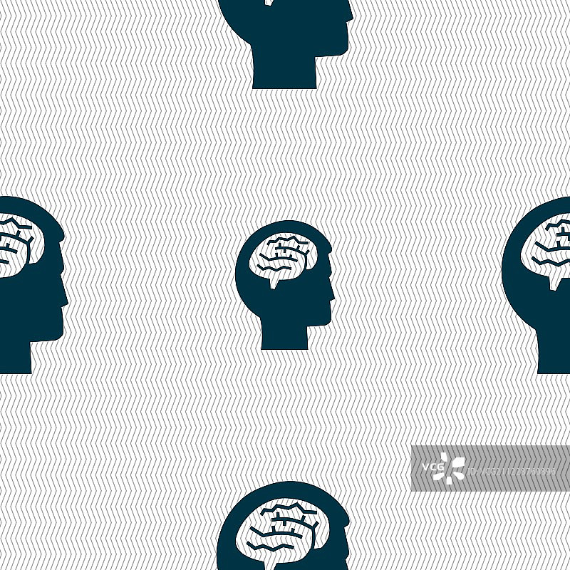 大脑符号几何纹理无缝图案矢量图图片素材