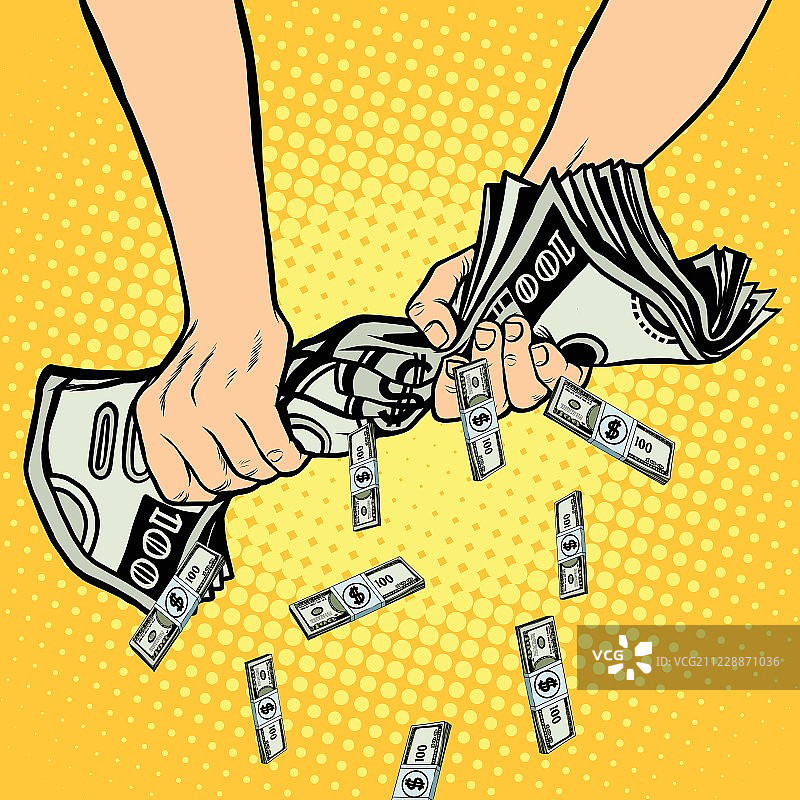 财务利润，手从美元中挤出图片素材