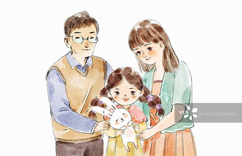 一家三口在一起图片素材