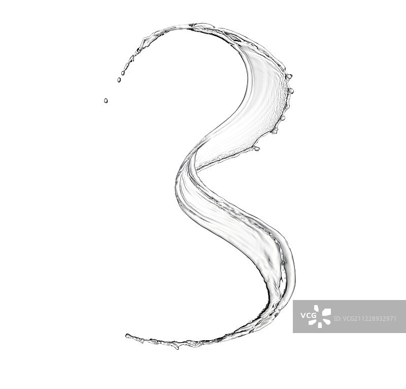 白色背景数字3形状的水图片素材