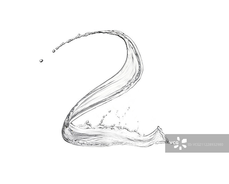 白色背景数字2形状的水图片素材