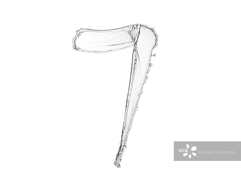 白色背景数字7形状的水图片素材