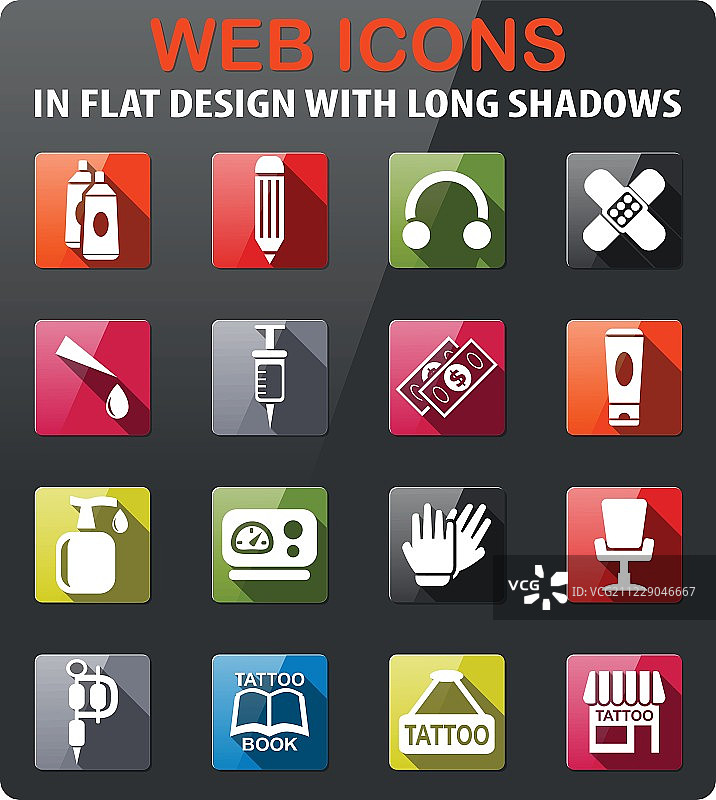 纹身店图标集图片素材