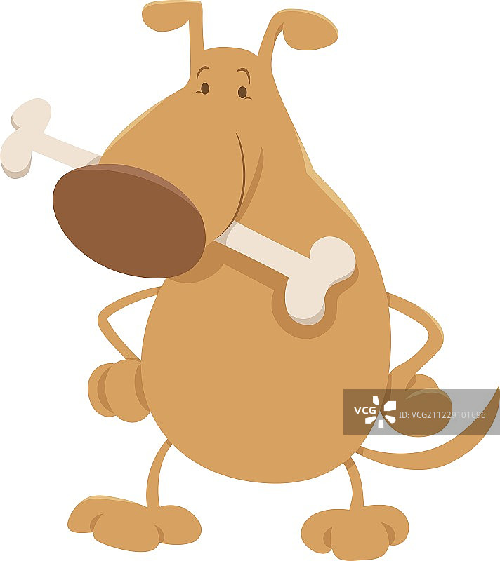 卡通狗叼着骨头图片素材