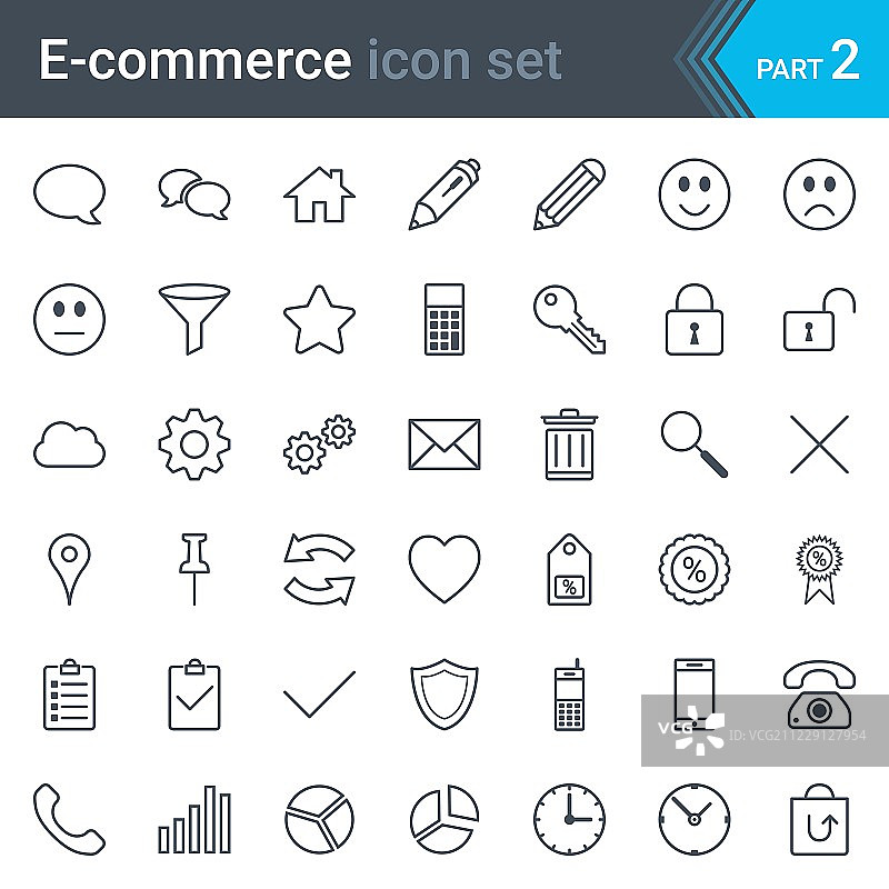 电商简约细线图标集（白色背景）图片素材