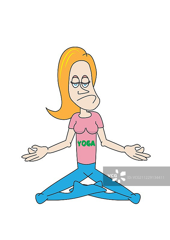 做瑜伽的有趣女人冥想角色图片素材