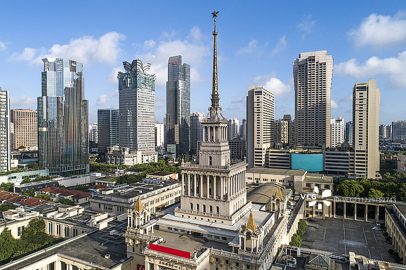 上海展览中心 航拍图片素材