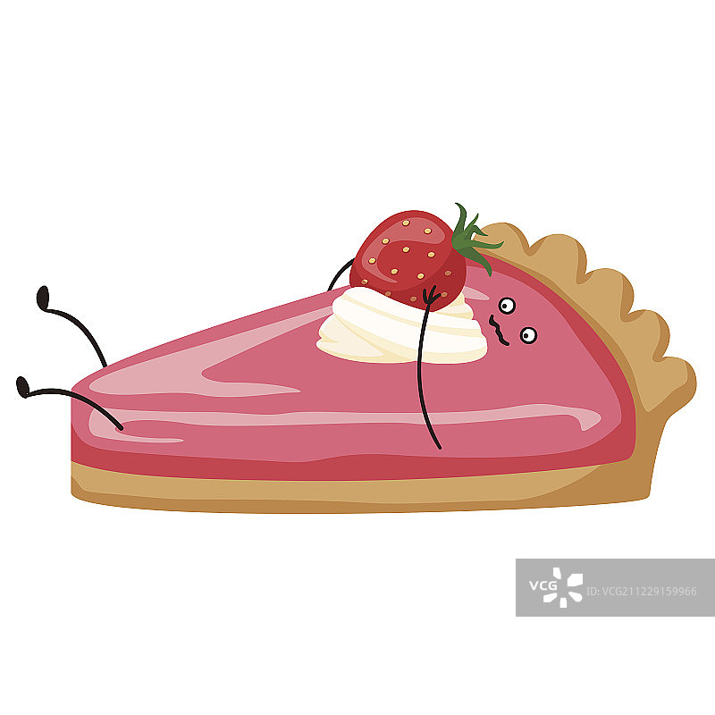 可爱表情的草莓派插画图片素材