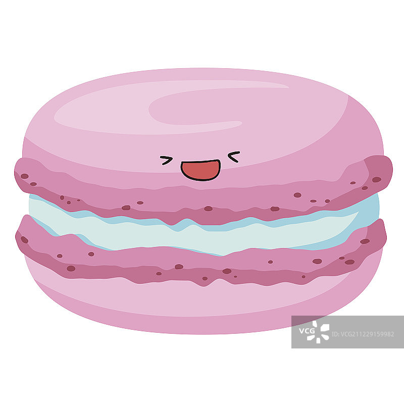 可爱表情的粉红色马卡龙插画图片素材