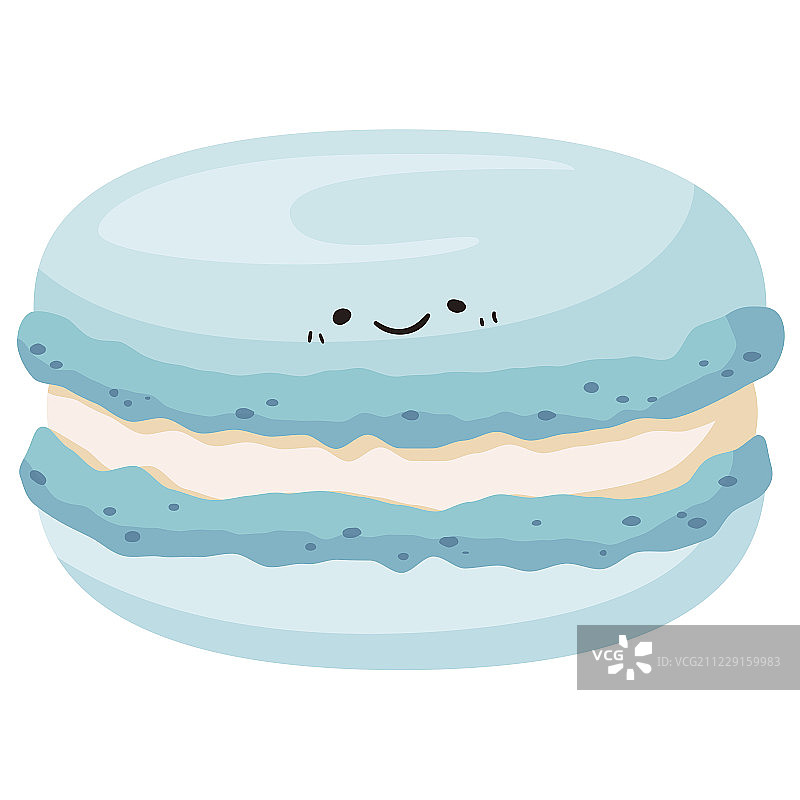 可爱表情的蓝色马卡龙插画图片素材