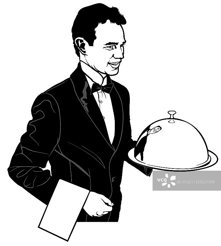 端着主菜的服务员图片素材