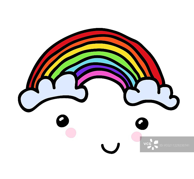 手绘微笑彩虹和云朵图片素材