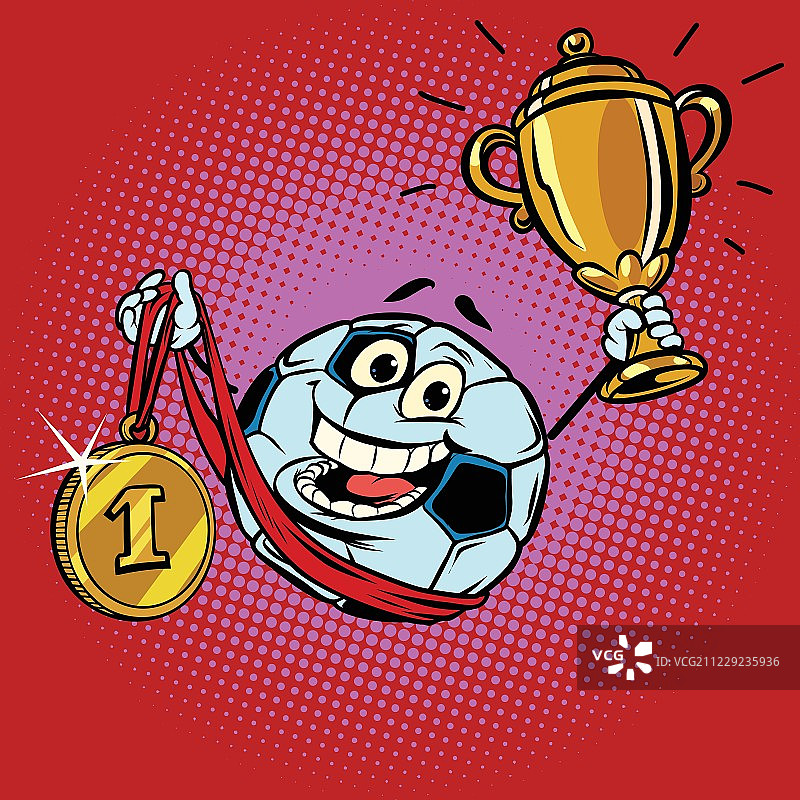 冠军奖杯与足球金牌图片素材