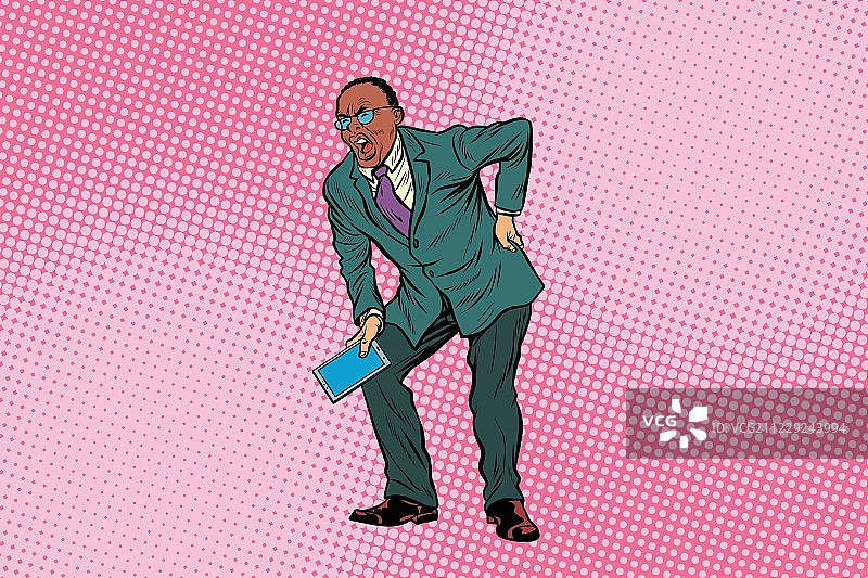 背痛的男人和非洲裔美国人图片素材