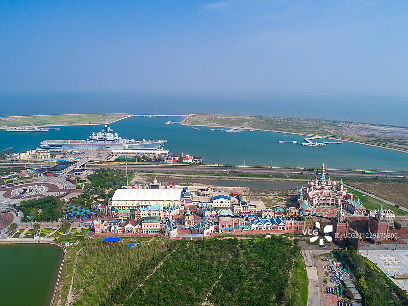 航拍天津滨海航母主题公园图片素材